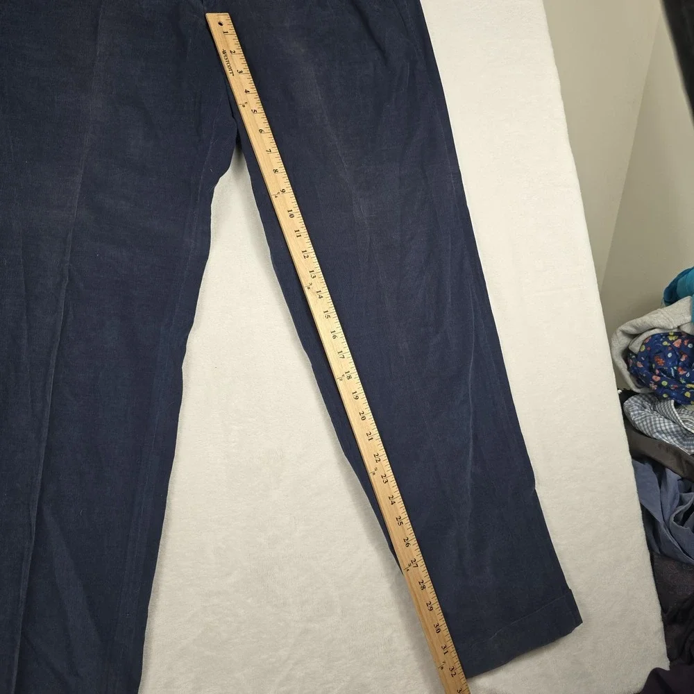 Majer Slacks Men's Vintage Pleated Corduroy Navy Blue‎ Size 36x32 Dress Pants